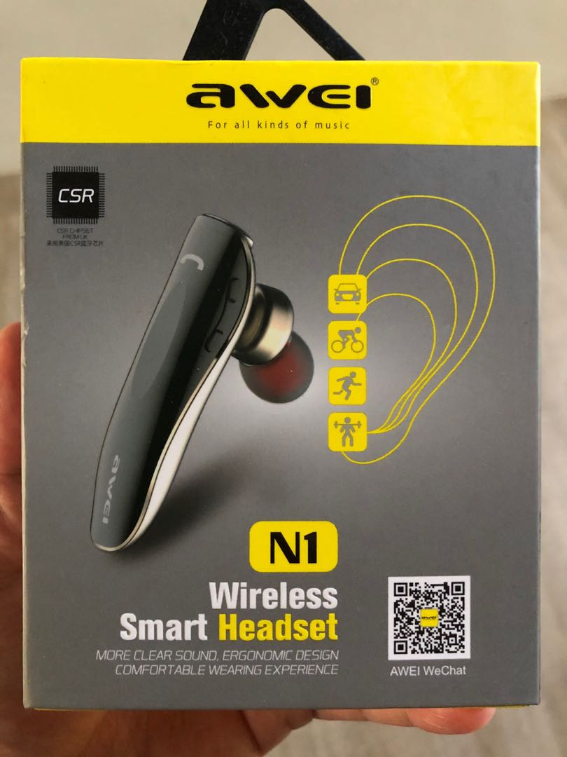Archeoloog Madeliefje Wapenstilstand AWEI N1 Wireless Bluetooth smart headset, Audio, Earphones on Carousell