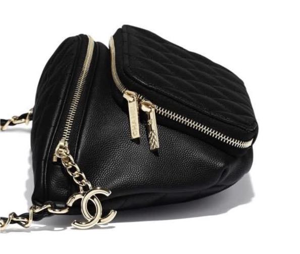 CHANEL CC Matelasse Vintage Waist Pouch Fanny Pack Bag Black Patent 230530T