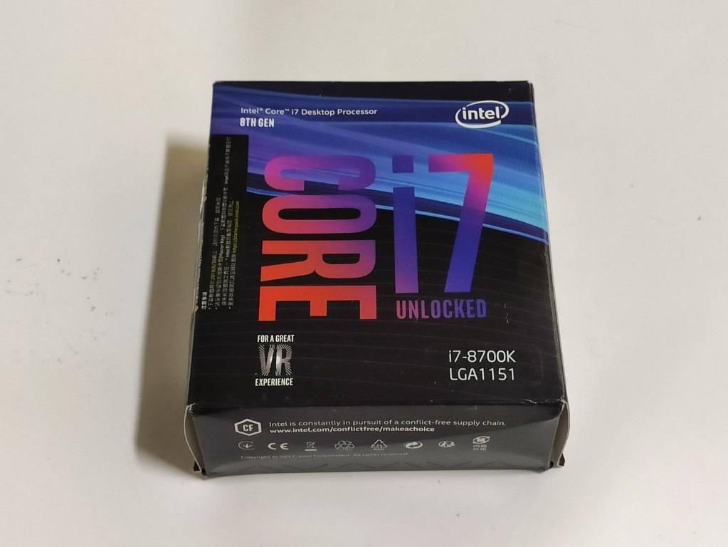 CPU Intel® Core™ i7-8700K 盒裝, 電腦及科技產品, 電腦周邊產品, 電腦