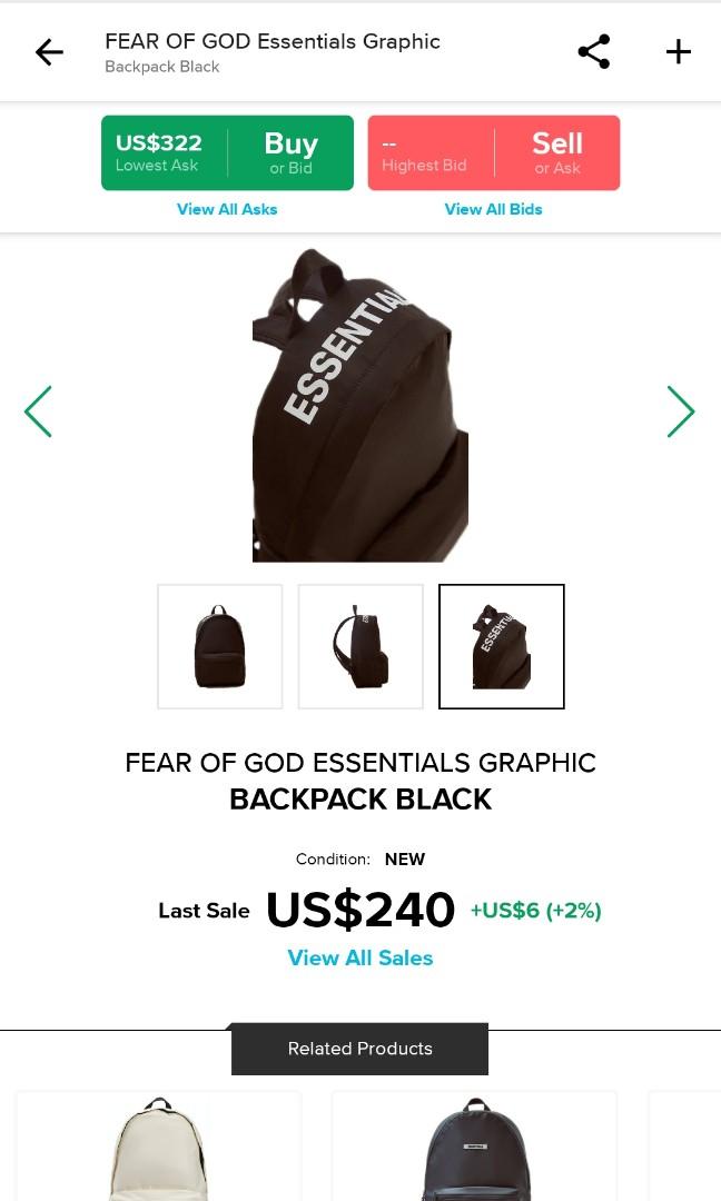 CHEAPEST ON HAND Fear Of God FOG Essentials Printed Nylon Backpack Graphic