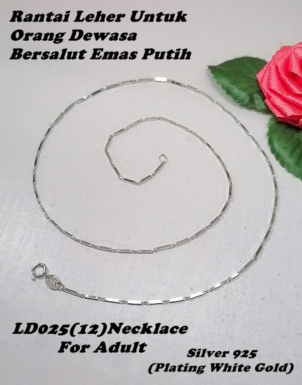 Genuine Silver 925 Necklace Plated White Gold Rantai Leher Untuk Orang Dewasa Bersalut Emas Putih Women S Fashion Jewellery On Carousell