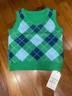 green plaid sweater vest