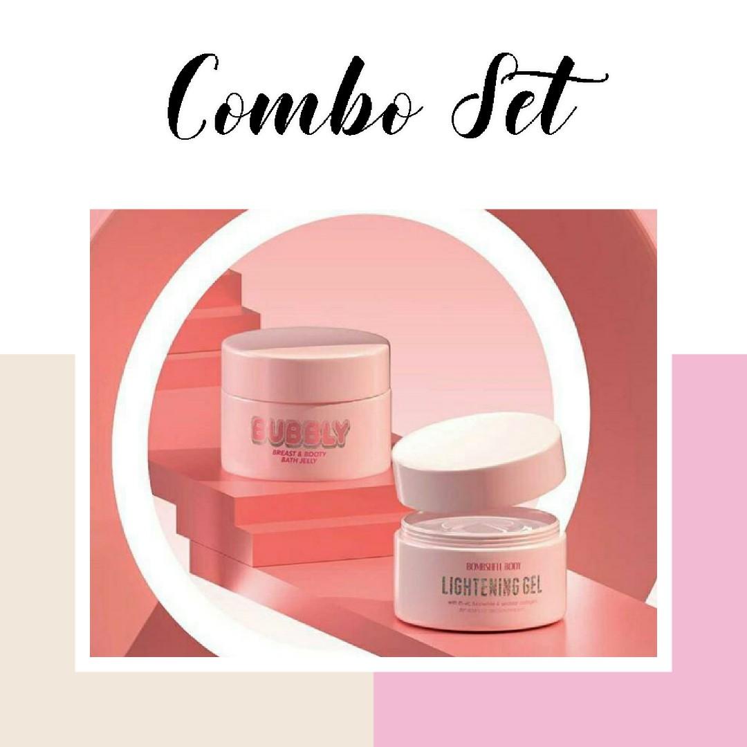 Instock Bombshell Combo Set Bubbly Bath Jelly Soap Lightening Gel Beauty Personal Care Bath Body Body Care On Carousell