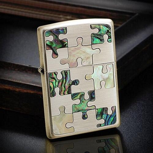 Jigsaw Puzzle Green Inlay Shell Zippo Lighter