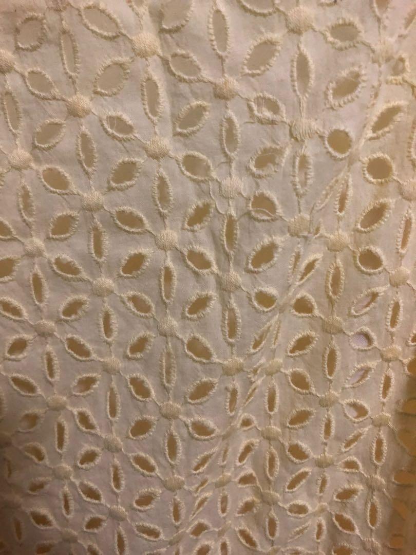 Knitted Dove Cream Eyelet Dress with Pockets Women s Fashion Tops Sleeveless on Carousell
