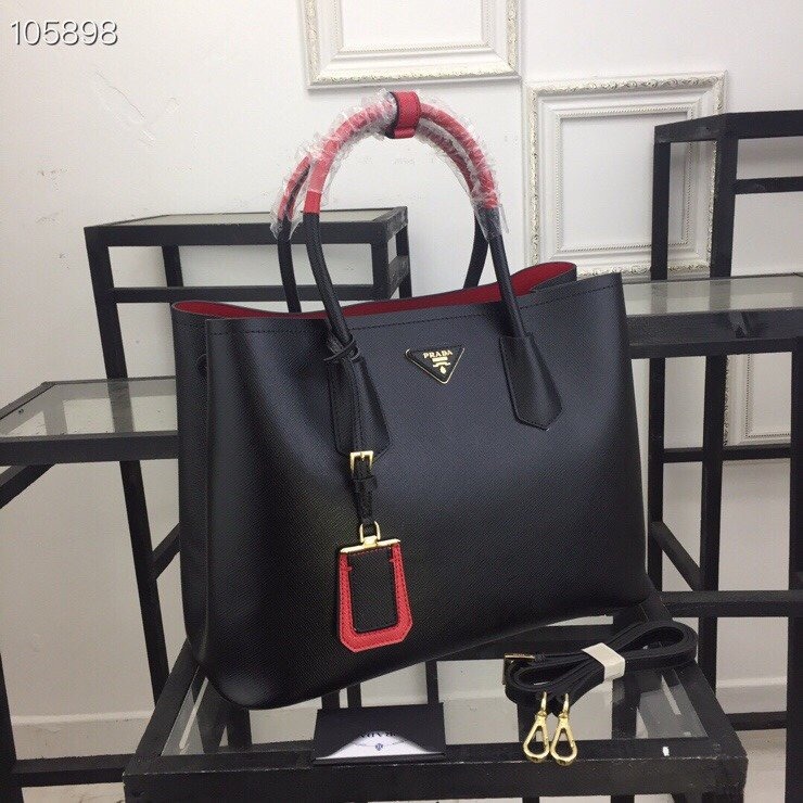 Medium Saffiano Leather Double Prada Bag