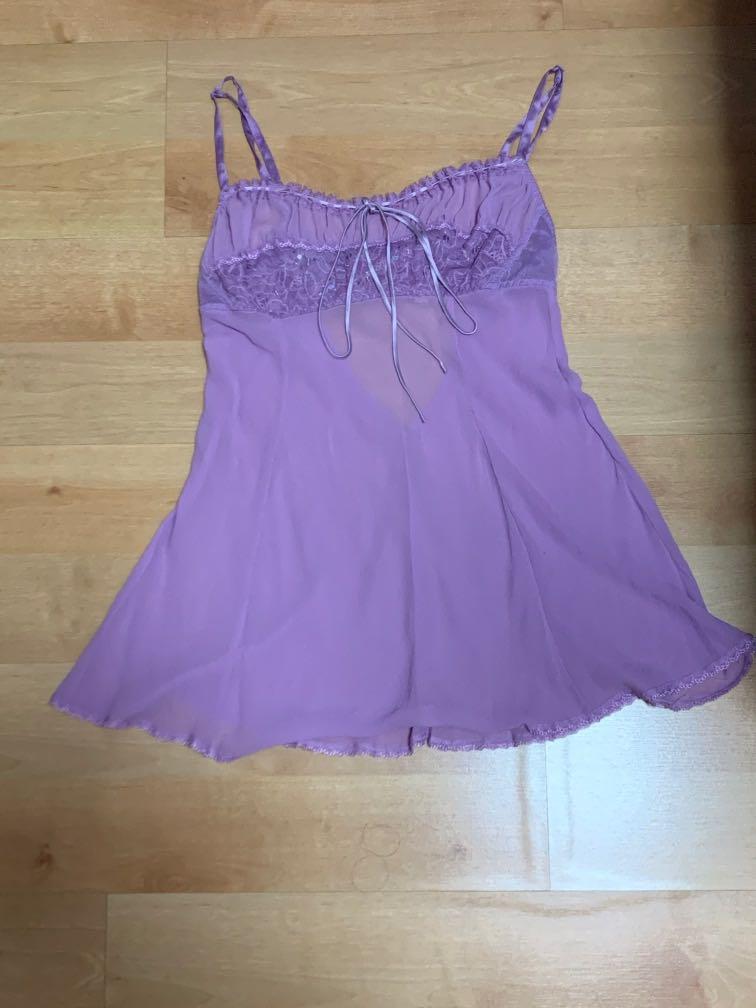 rare vintage victoria's secret lilac purple slip dress chemise with lace  y2k lingerie brandy melville unif omighty princess polly thrift, Women's  Fashion, Tops, Sleeveless on Carousell