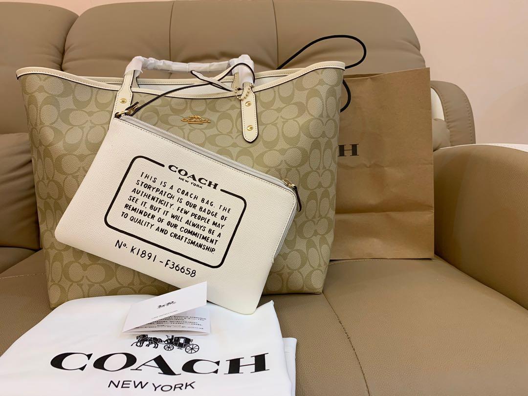 Coach reversible outlet tote white