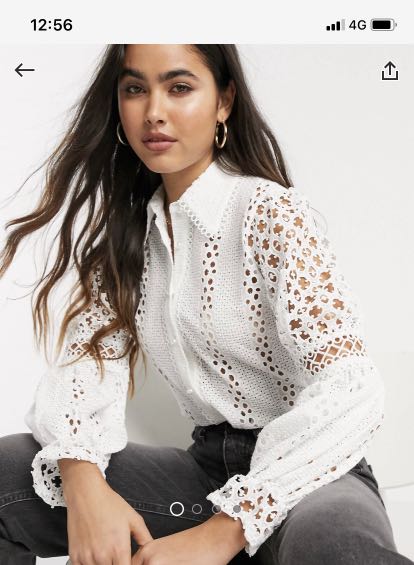 River island Broderie shirt in white UK 