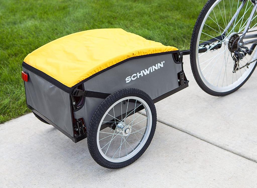 Schwinn Day Tripper Cargo Bike Trailer for Toddlers Kids Folding Frame 16 Inch Tires Universal Bicycle Coupler Quick Release Wheels Red Yellow Sports Equipment Bicycles Parts Parts Accessories on Caro...