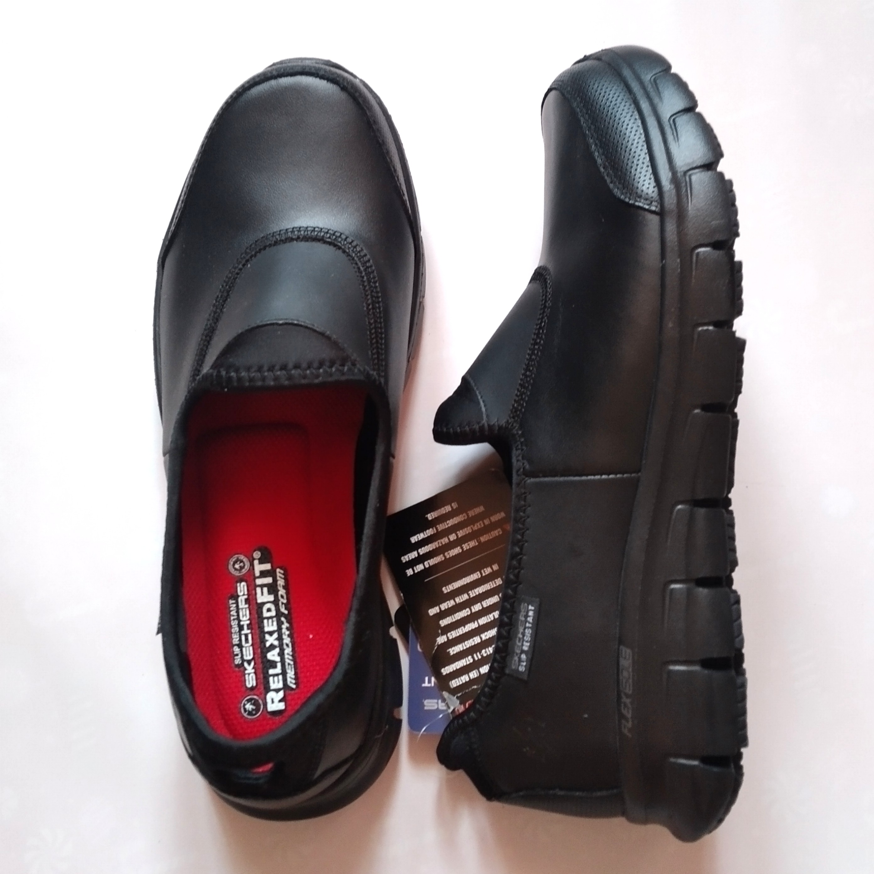 leather slip on skechers