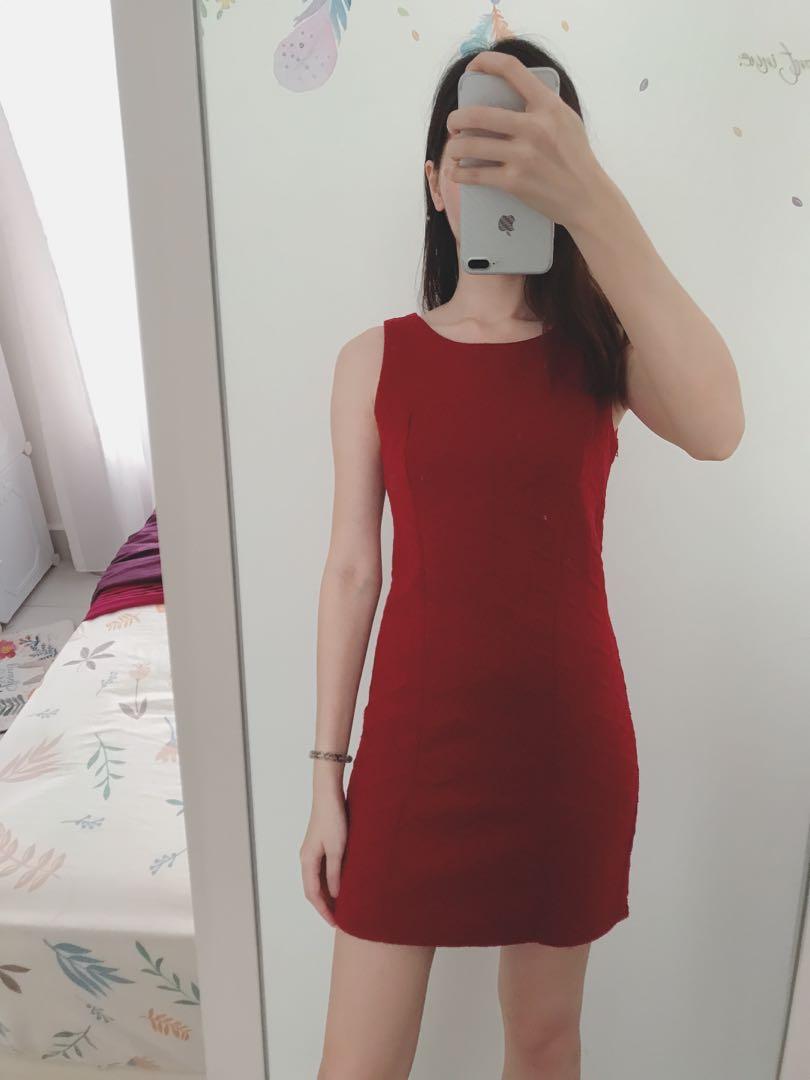Tight fit Maroon bodycon dress, Women's 