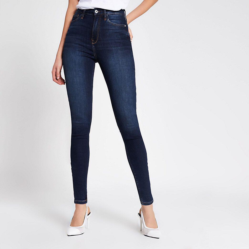 Dark blue high rise skinny jeans Clearance