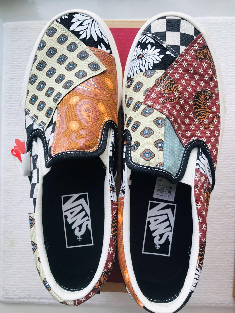 vans tiger patchwork slip on