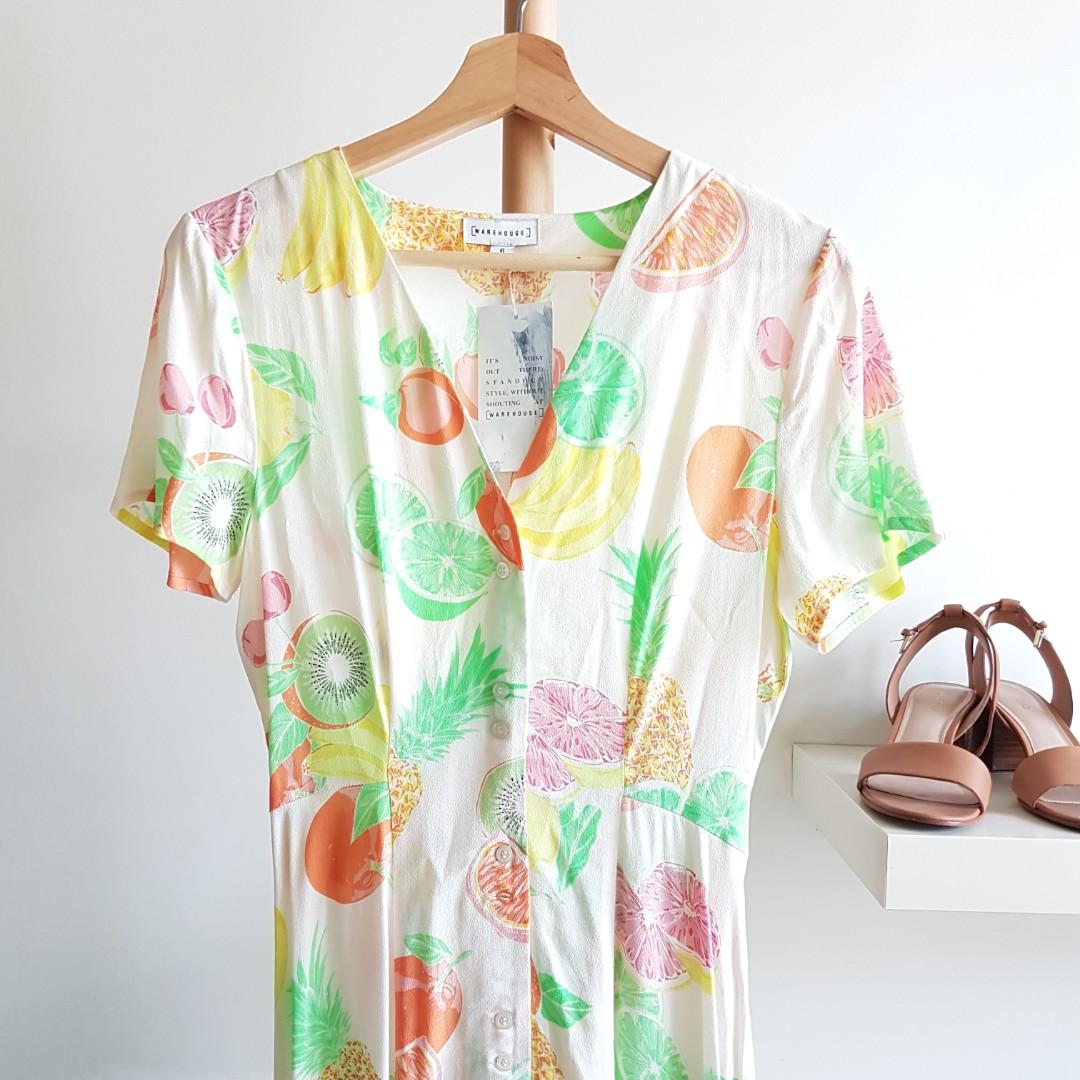Warehouse fruit salad midi 2025 dress