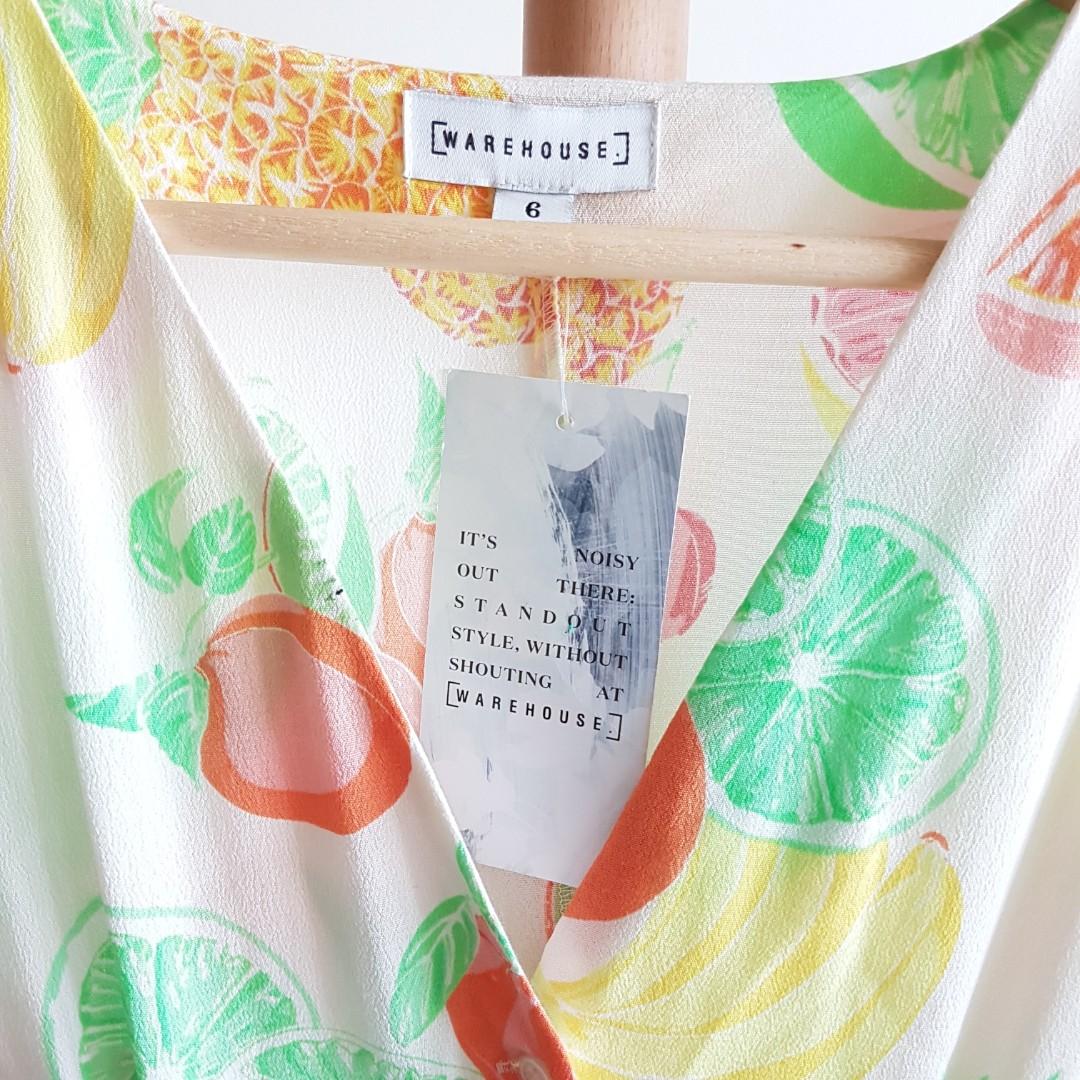 Warehouse fruit salad midi dress shop