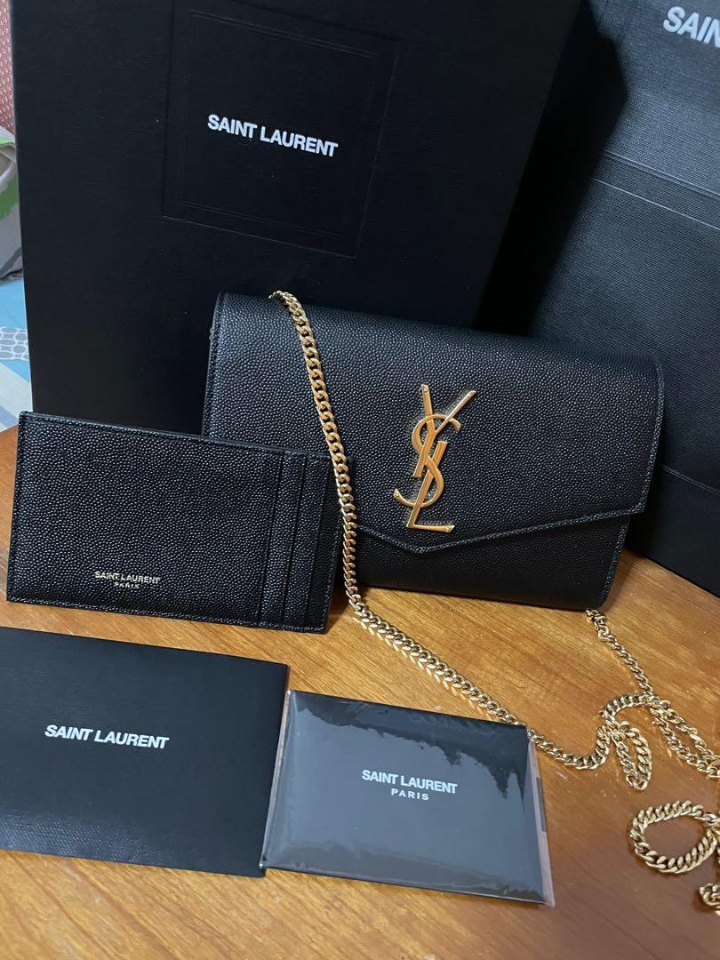 Saint Laurent Uptown Baby YSL Grain Leather Pouch Wallet