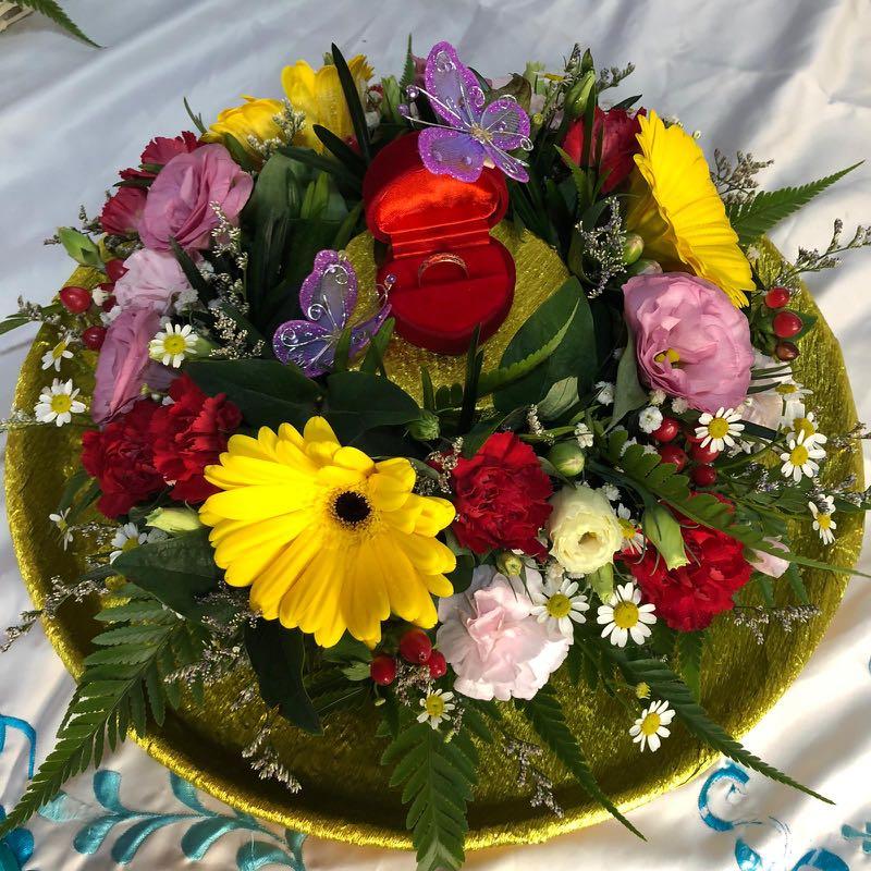 Wedding ring on sale flower bouquet