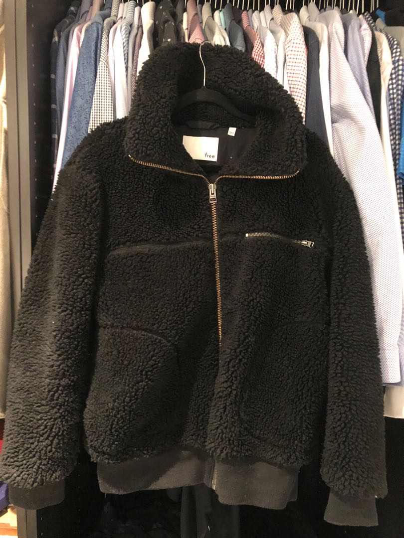 Aritzia Wilfred free teddy bomber Sherpa jacket BLACK size 1