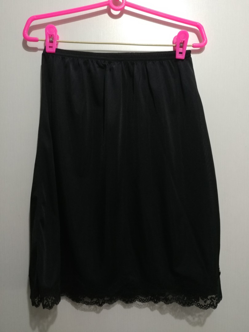 Black Vintage Half Slip Inner Layer Skirt Under Petticoat Lace Halfslip ...