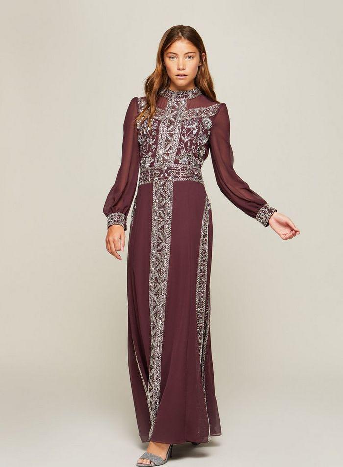 Miss selfridge burgundy sales dress