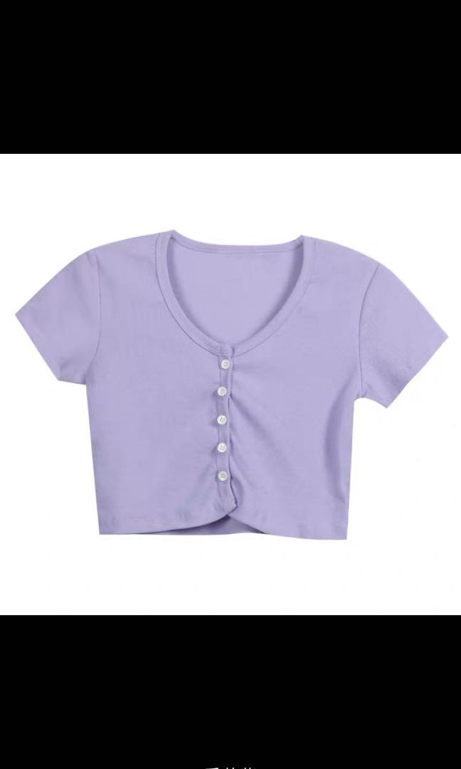 Button Down Crop Top (Category: Sleeveless) located in Singapore. Submitted by sh0phereee (Listing ID 1044809604, Image 2). Description: $8 each $14 for both! worn once very stretchable! .