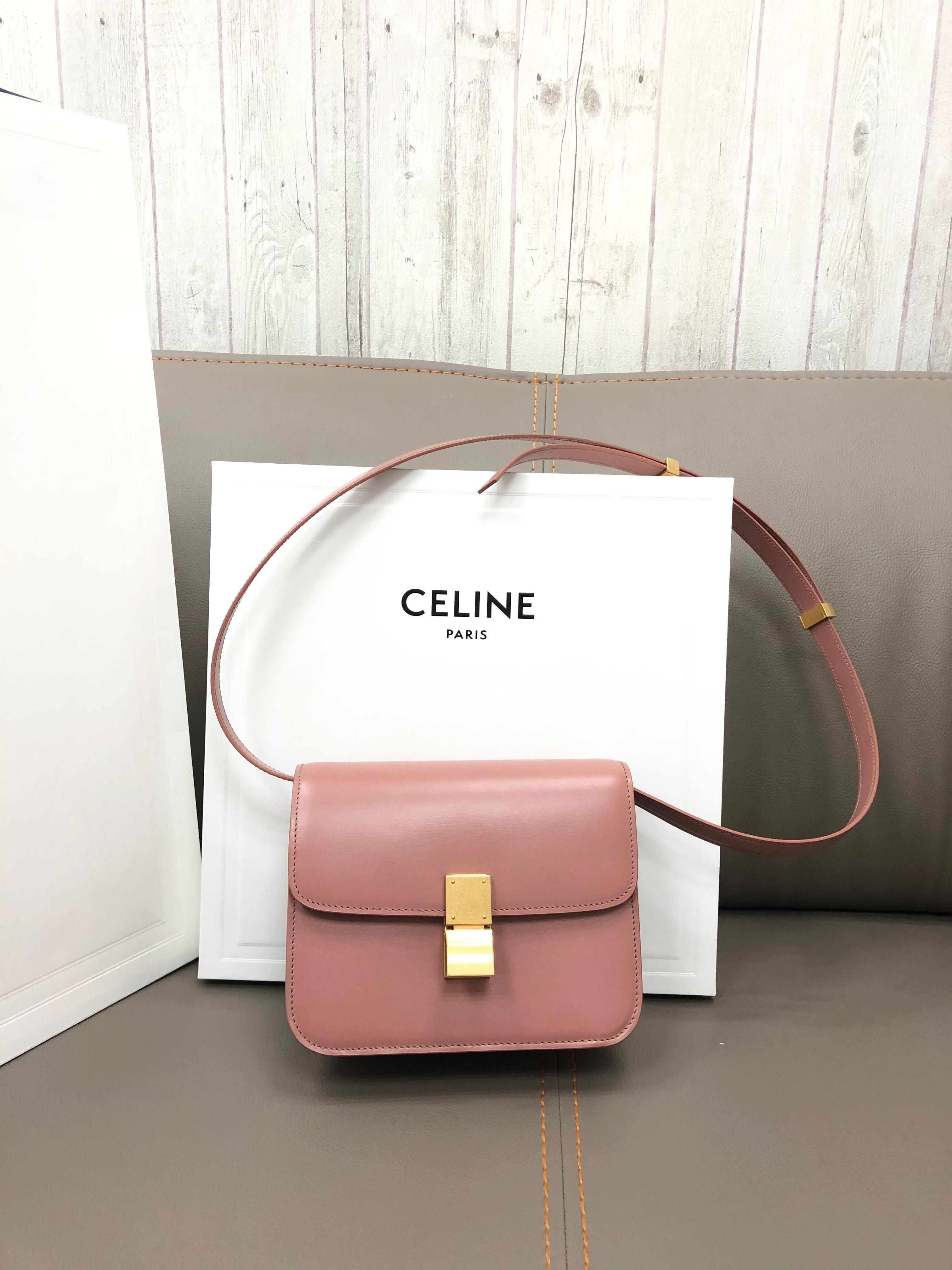 CELINE Box Calfskin Teen Classic Box Flap Bag Antique Rose 1029141