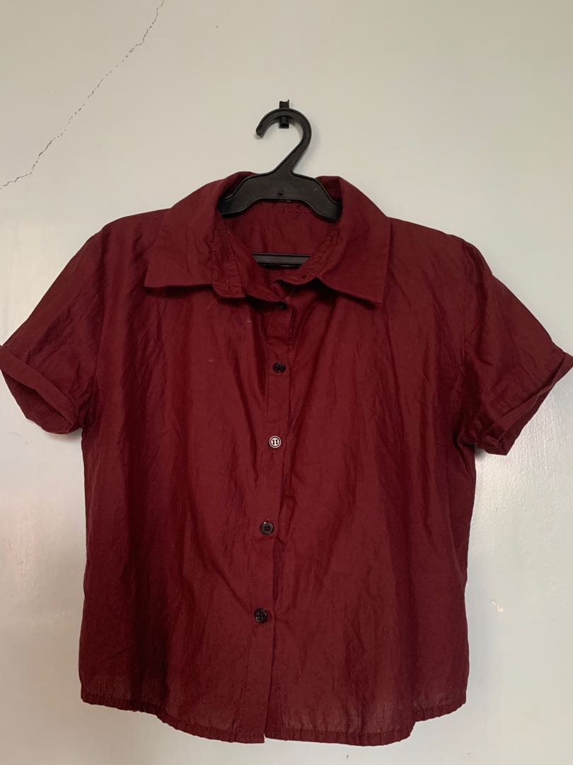 maroon polo button down