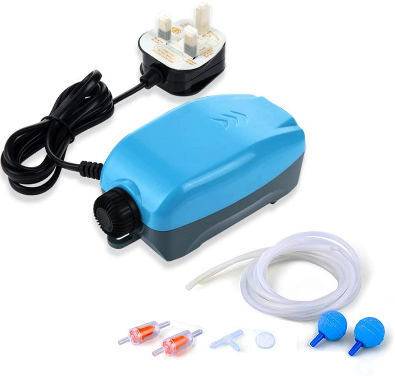 HITOP Adjustable Aquarium Air Pump with Dual Outlets Quiet Fish Tank Oxygen Pump with Accessories for Up to 100 Gallon Tank 