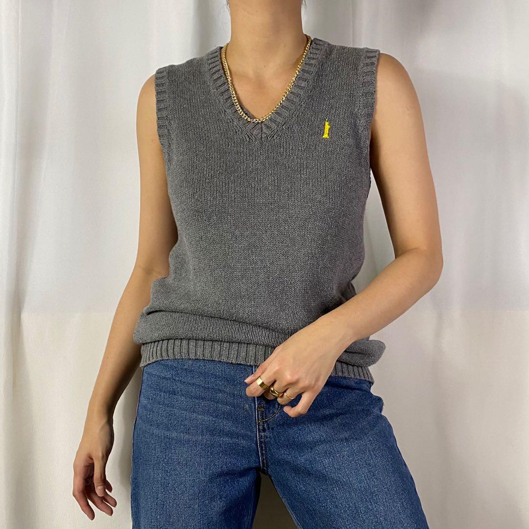grey knit vest womens