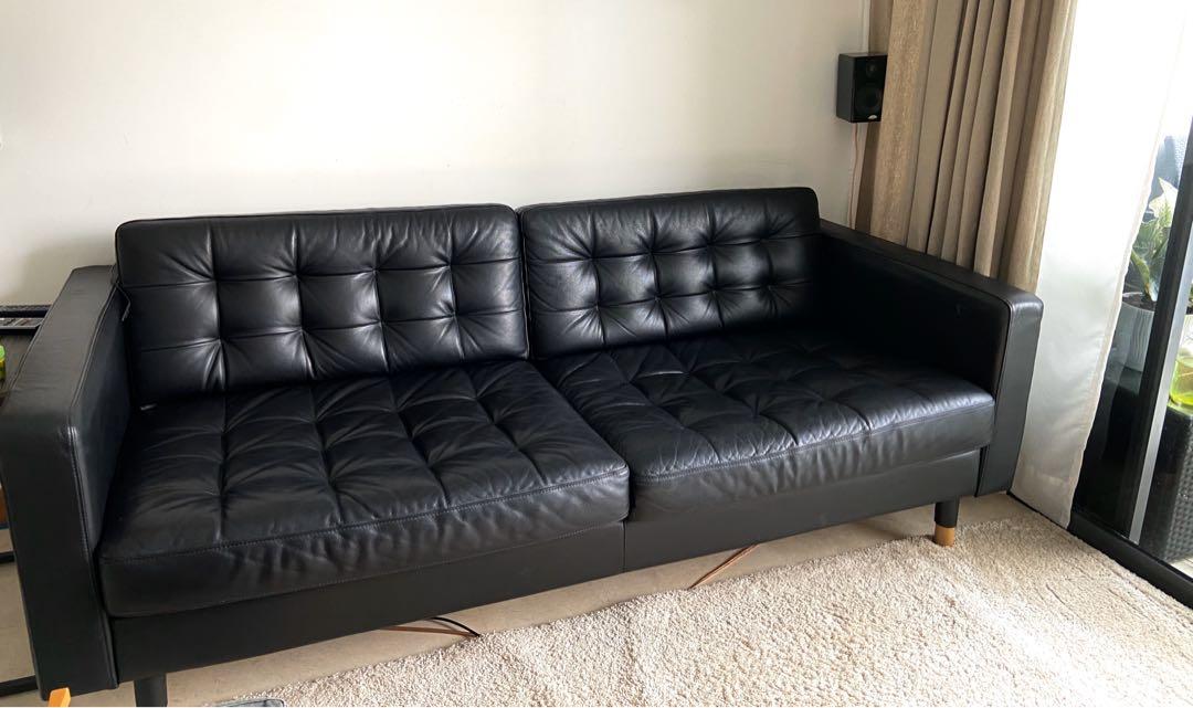 landskrona golden brown leather sofa
