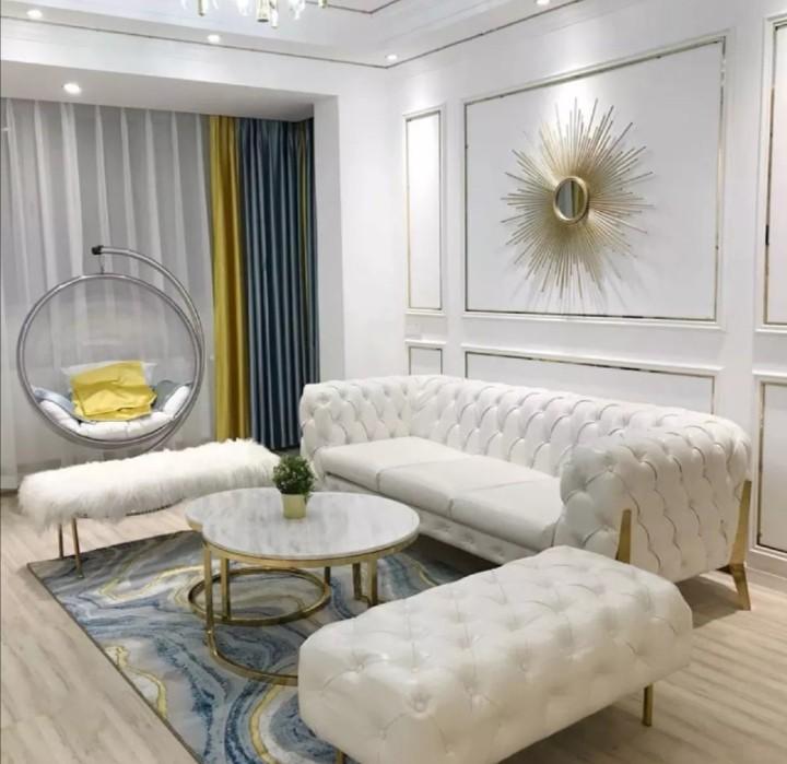 White sofa gold legs Clearance