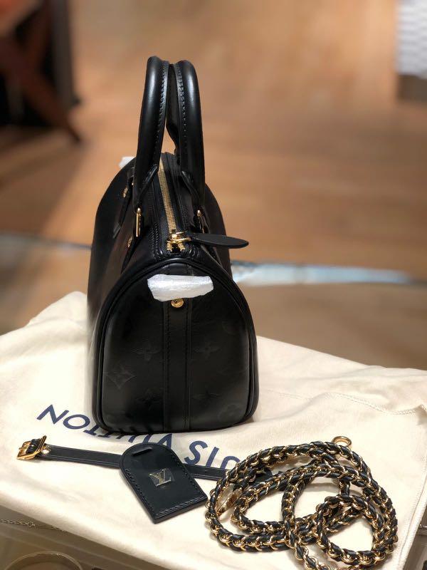 Louis Vuitton M57111 LV Speedy BB handbag in Black Lambskin embossed leather  Replica sale online ,buy fake bag