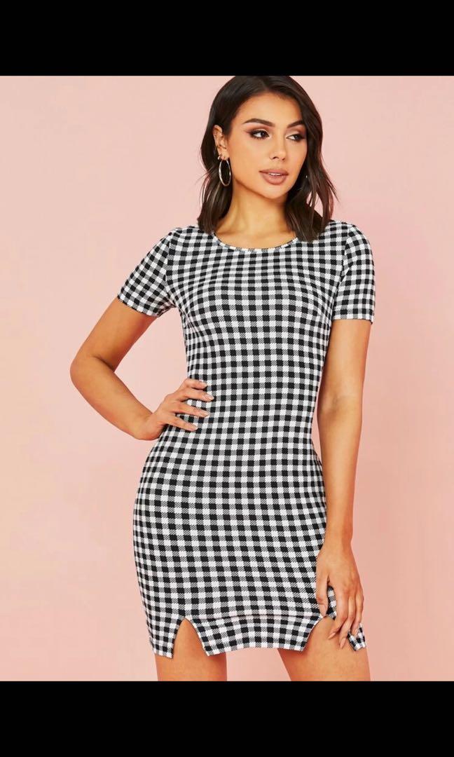 Mini flannel bodycon dress, Women's Fashion, Dresses & Sets, Dresses on Carousell