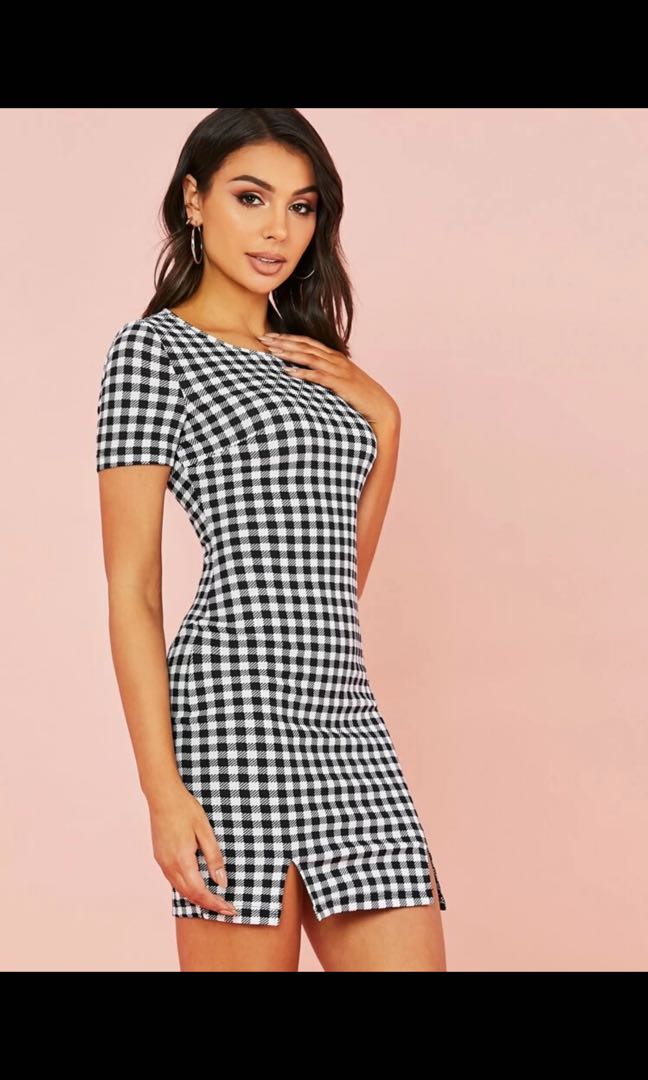 Mini flannel bodycon dress, Women's Fashion, Dresses Sets