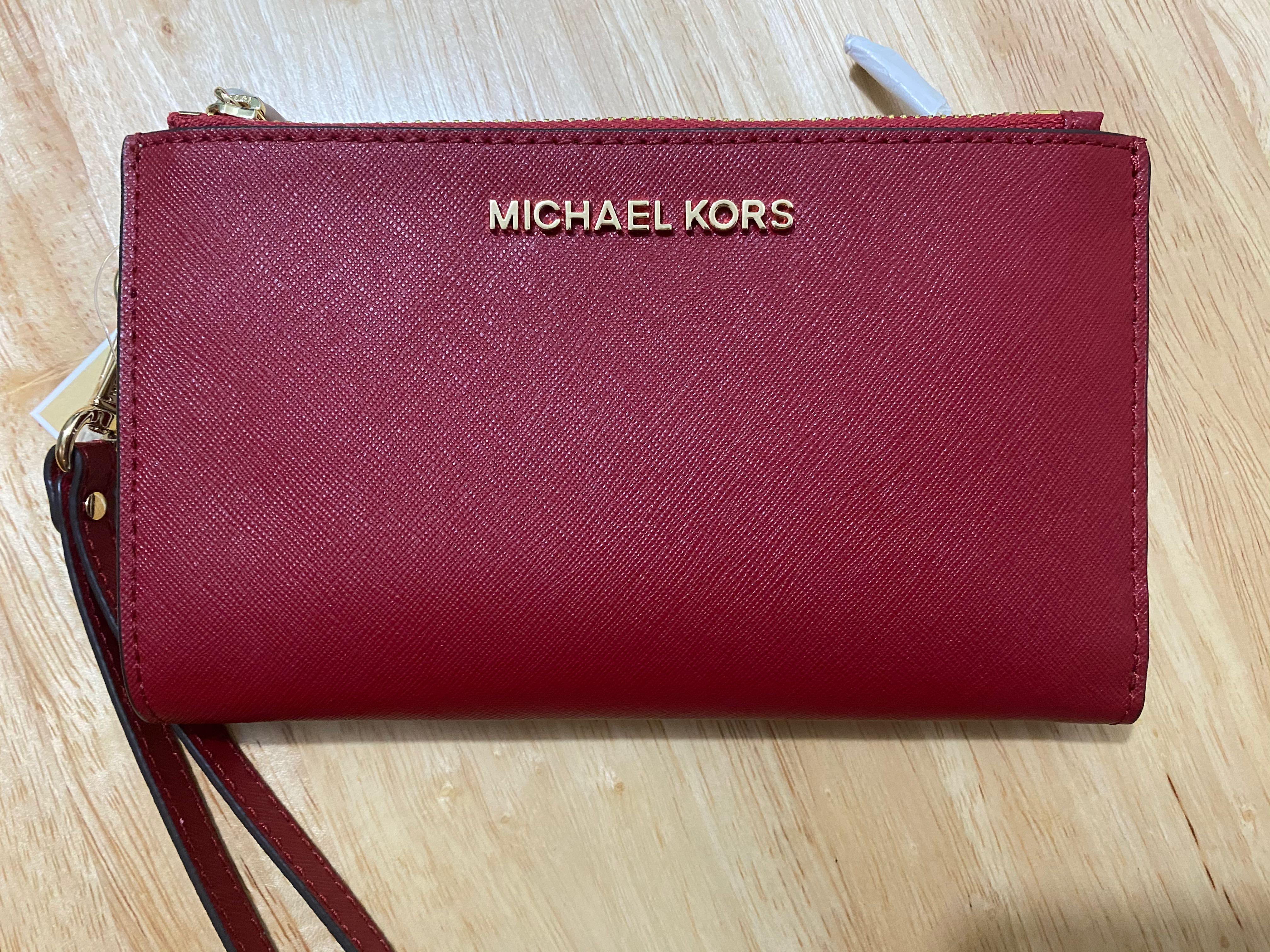Michael kors burgundy wristlet on sale