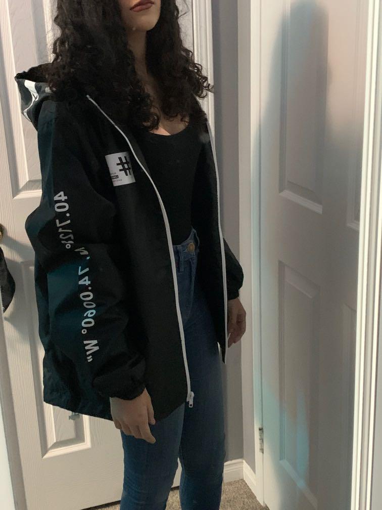 oversized black windbreaker