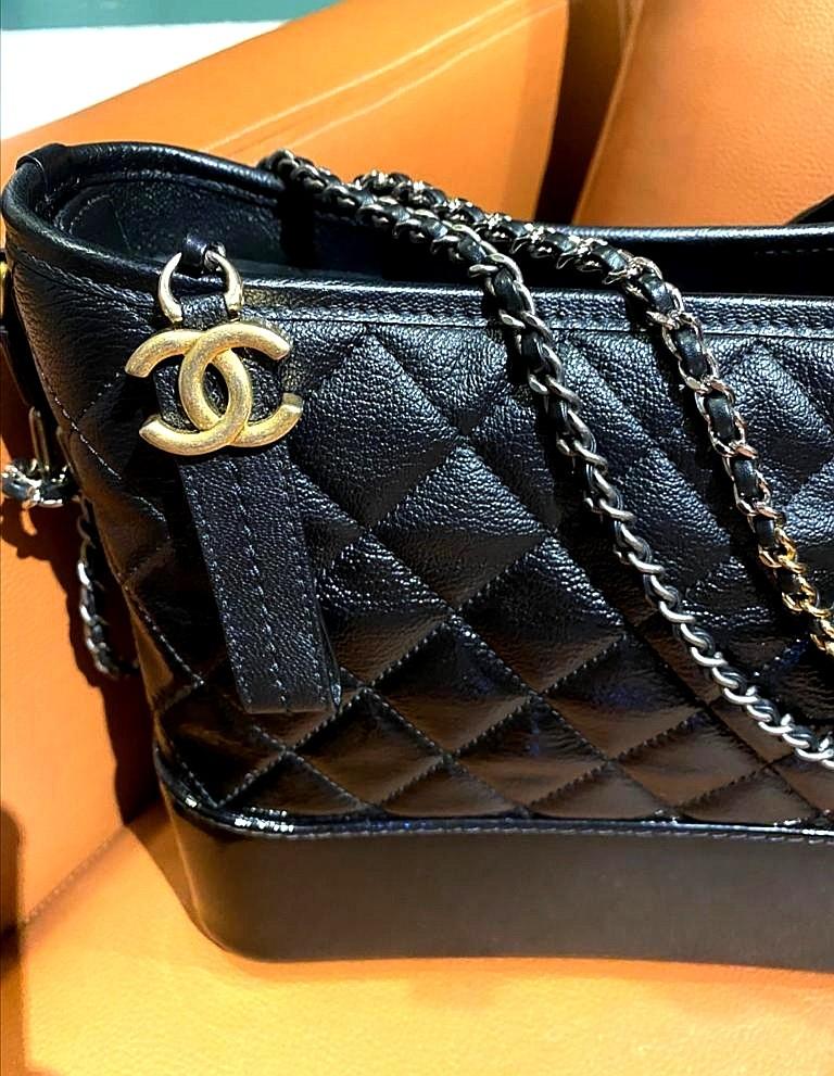 RARE Chanel Gabrielle Matt Patent Black Luxury Bags Wallets