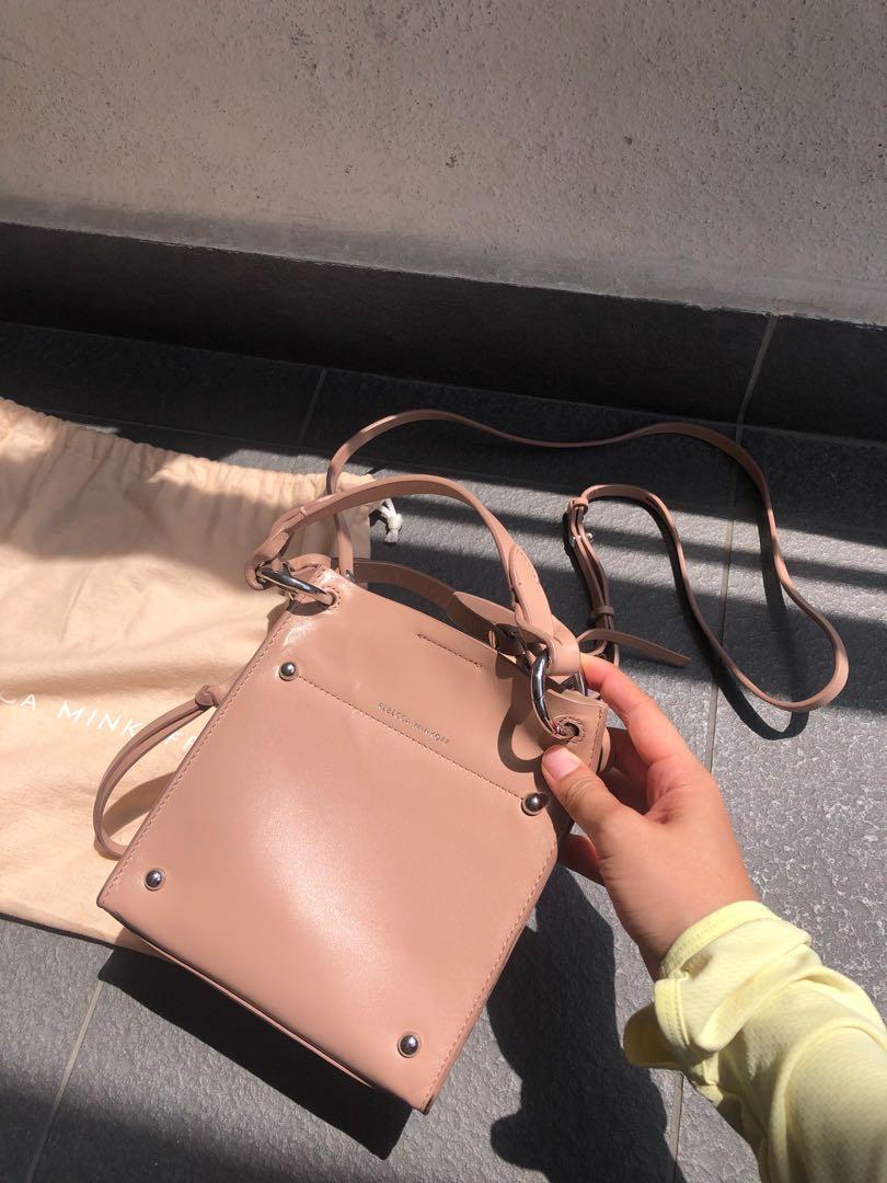 Rebecca minkoff kate leather mini shop tote in black