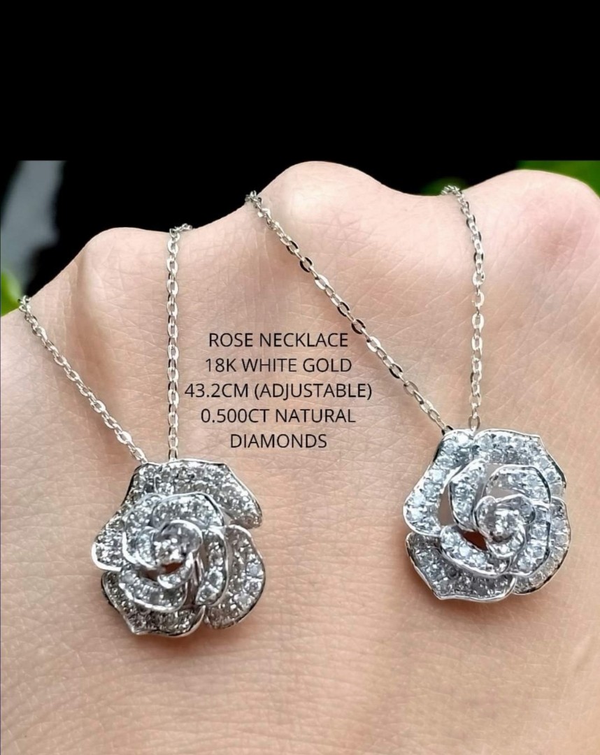 Rose Diamond Necklace Women s Fashion Jewelry Organisers