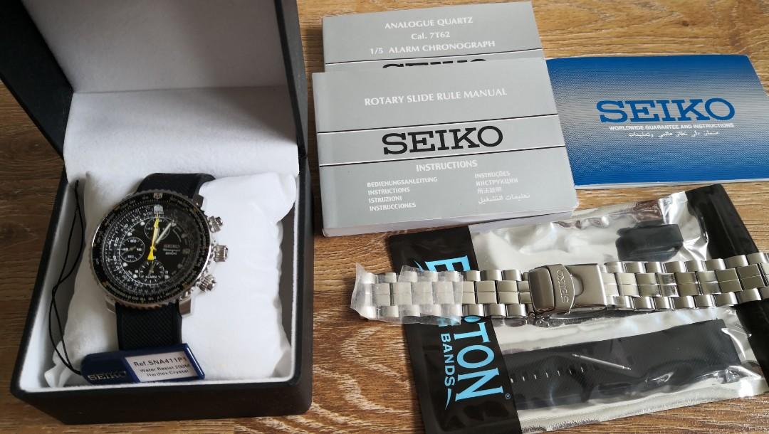 Full Set] Seiko Flightmaster Chronograph SNA411, Men's Fashion, Watches &  Accessories, Watches on Carousell