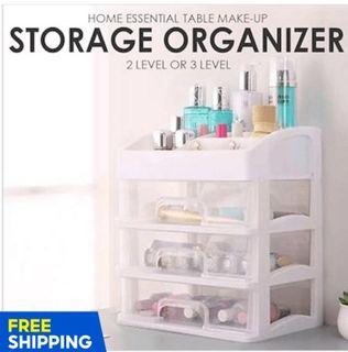 Table Makeup Storage Organizer 2 Level or 3 Level - Storage drawers for Makeup