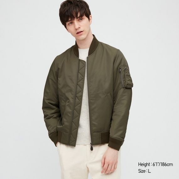 Uniqlo MEN MA-1 Blouson Bomber Jacket | Size S | Olive Green