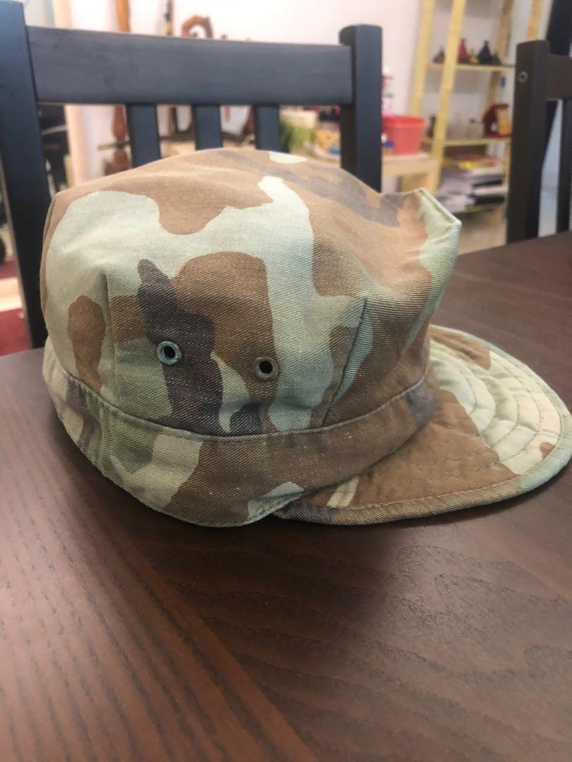 Vintage USMC Type 1 Military Utility Woodland Camo Cap Hat, Men's