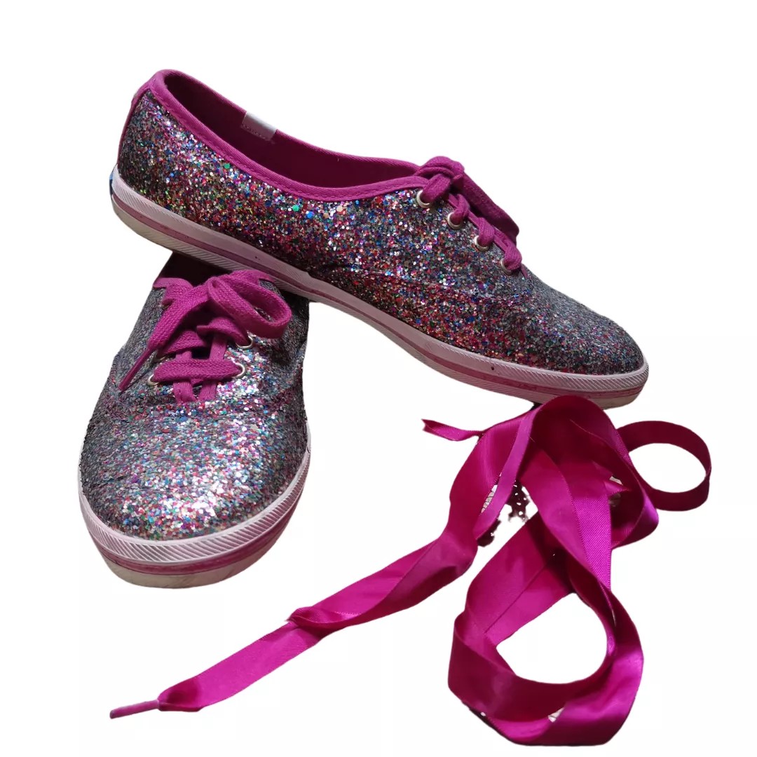 womens pink glitter sneakers