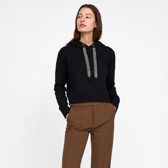 zara knit hoodie