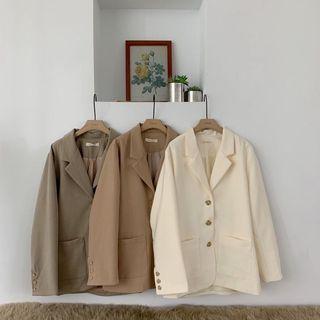 雙口袋琥珀釦西裝外套 奶油白