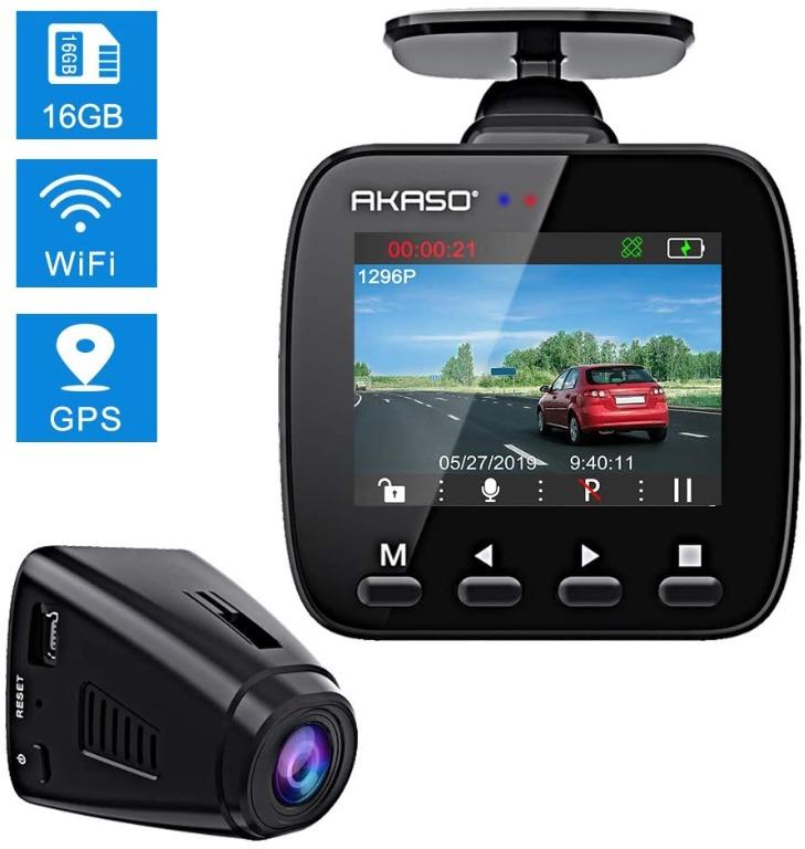 AKASO V1 1296P Full HD WiFi Dash CamPhone App, GPS, 170° Wide