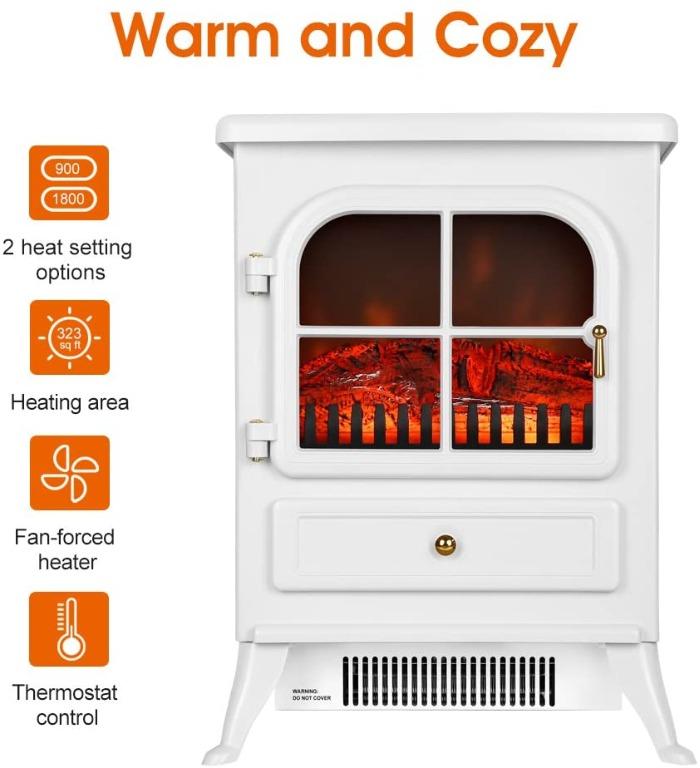 🔥BN Finether Freestanding Electric Fireplace with Openable Door/Realistic  Flame and Real Logs🔥, Furniture u0026 Home Living, Home Improvement u0026  Organisation, Home Improvement Tools u0026 Accessories on Carousell