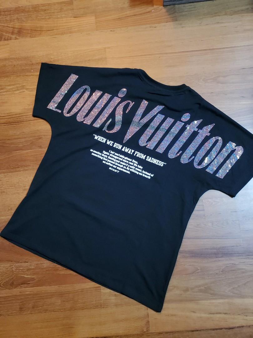 LOUIS VUITTON Rhinestone Logo T-shirt Size M Authentic Men New from Japan
